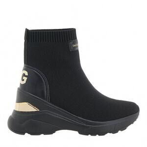 NEW RENATO GARINI women's high wedge slip on bootie in black/gold